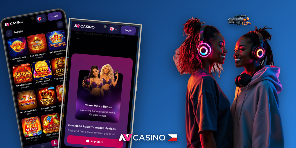 NV Casino android app a iOS verze na dvou telefonech vedle sebe