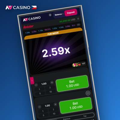 Funkce auto-bet v NV Casino Aviator – šipka ve smyčce symbolizující opakované automatické sázky