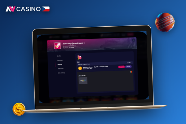 Hráč nastavuje limity vkladu v NV Casino help centeru na notebooku
