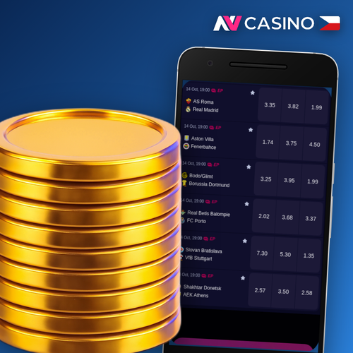 NV Casino app otevřená v mobilu – lobby se sloty a sportovními sázkami